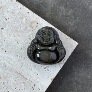 bouddha pierre naturelle obsidienne dorée