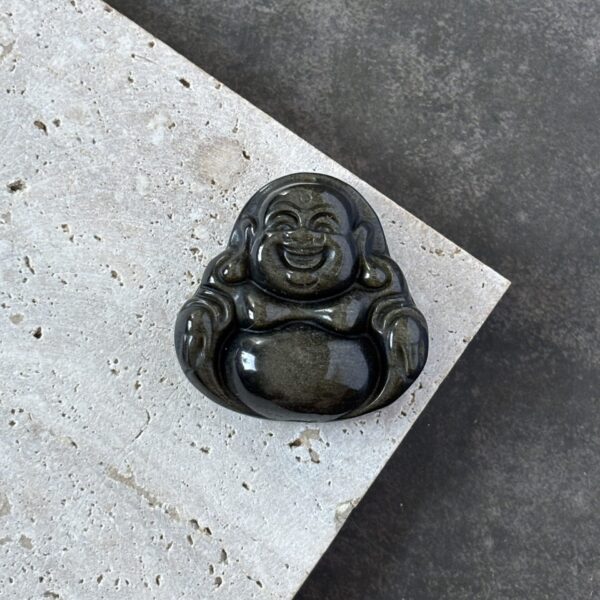 bouddha pierre naturelle obsidienne dorée