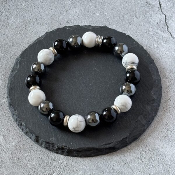 bracelet tourmaline hématite howlite pierres naturelles