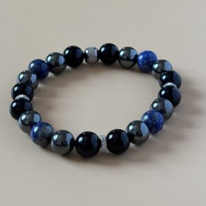 bracelet agate noire et lapis lazuli homme femme