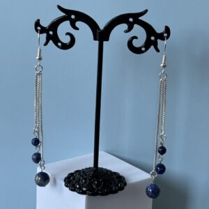 Boucles d’oreilles lapis lazuli triple perles sagesse et intuition