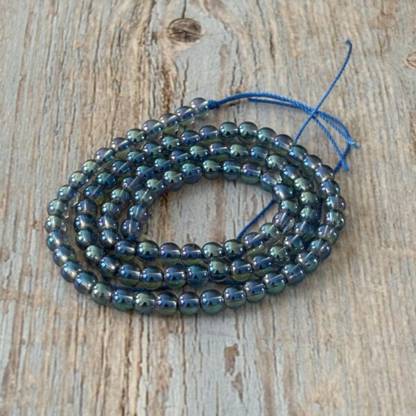 Perles 4 mm Aqua Aura bleu violet énergie et protection