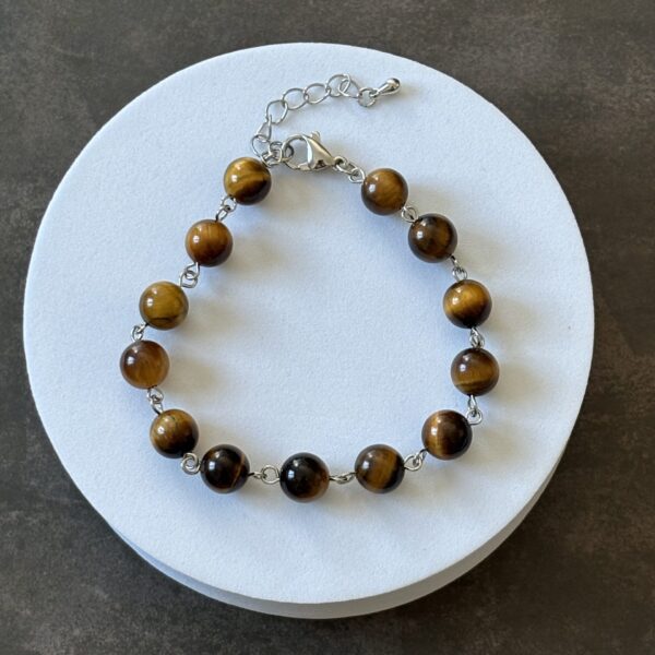 Bracelet Œil de Tigre et métal argenté, bijou énergétique contre les ondes négatives