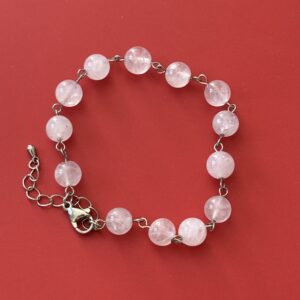 Bracelet quartz rose lithothérapie amour douceur et apaisement, monté sur métal argenté