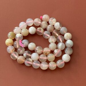 Fil de perles agate fleur 8 mm, couleurs douces et motifs uniques