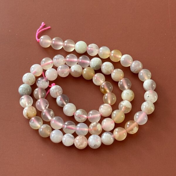 Perles 6 mm agate fleur véritable, parfaites pour lithothérapie et joaillerie artisanale