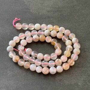 Perles 6 mm agate fleur naturelle, idéales pour créations de bijoux uniques
