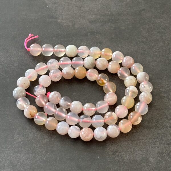 Perles 6 mm agate fleur naturelle, idéales pour créations de bijoux uniques