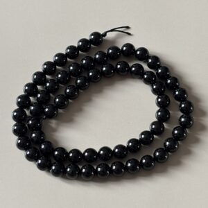 spinelle noire, perles rondes polies 6 mm pour bracelet et collier artisanal