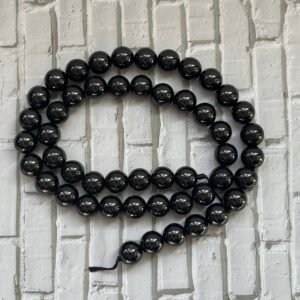 perles spinelle noire 8 mm naturelles rondes pierre gemme pour création bijoux