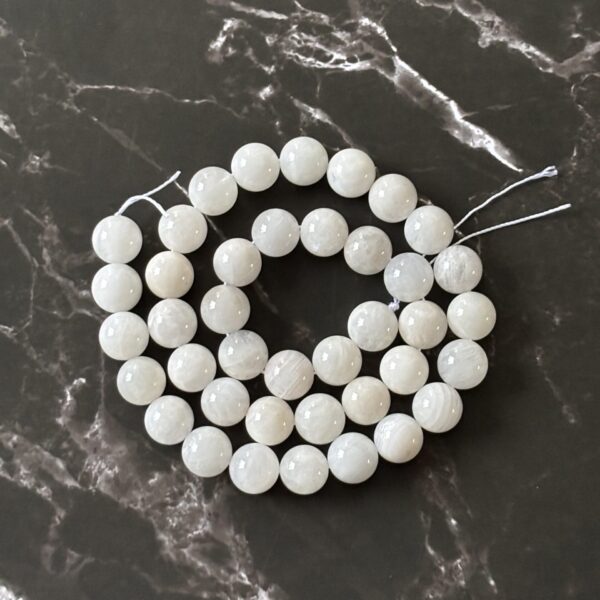 Perles 10 mm en pierre de lune blanche naturelle pour créations de bijoux