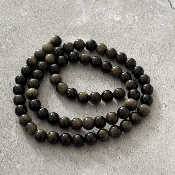 perles 6 mm obsidienne dorée naturelles rondes pour bracelets et colliers élégants