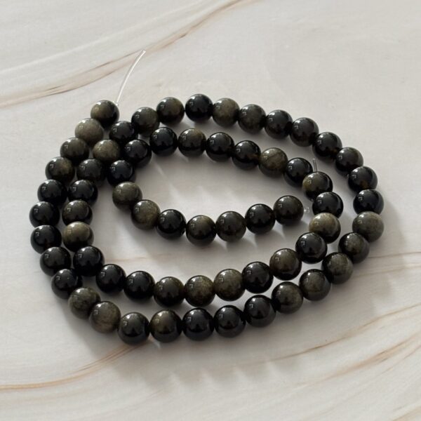 perles 6 mm obsidienne dorée naturelles pour confection de bijoux énergétiques