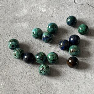 Perles 10 mm azurite malachite naturelle pour confection de bracelets ou bijoux énergétiques