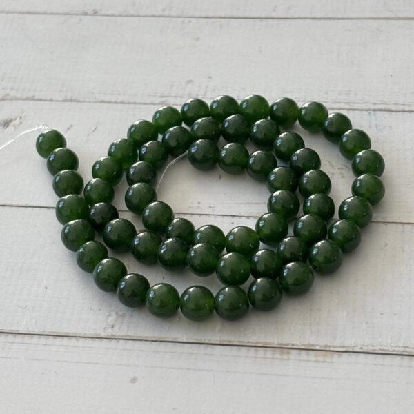 Jade Taipei poli en perles rondes, pierre fine artisanale