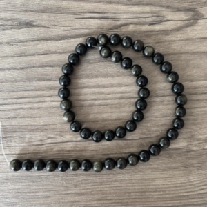 Obsidienne dorée naturelle en perles de 6 ou 8 mm, vendue à l'unité, en lot ou fil complet