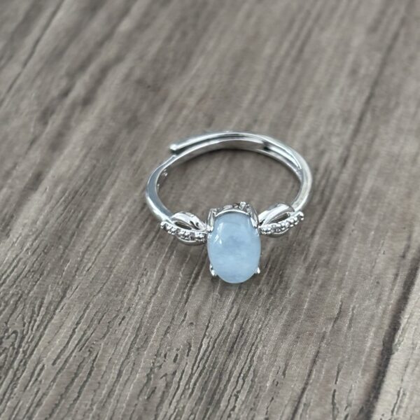 Aigue marine sur bague réglable laiton plaqué argent