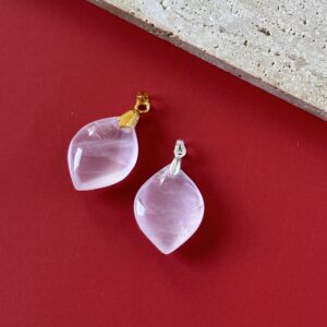 Quartz rose pendentif marquise – pierre naturelle pour douceur et harmonie
