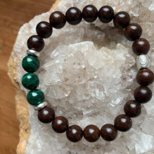 Bracelet de perles de malachite naturelle et bois d'ébène