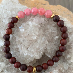 Bracelet Perles bois de rose et rhodochrosite, perles 6 mm