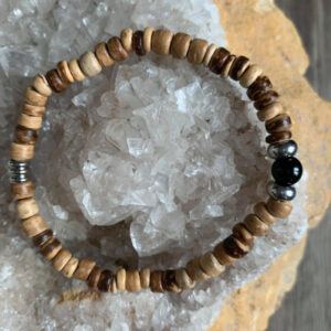 Bracelet Heishi coco et Tourmaline Noire