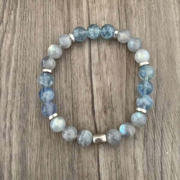 Fluorite bleue et labradorite extra bracelet perles du signe du verseau