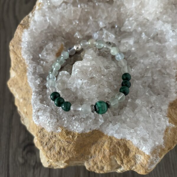 Bracelet du zodiaque signe du capricorne, bracelet perles naturelles fluorite et malachite