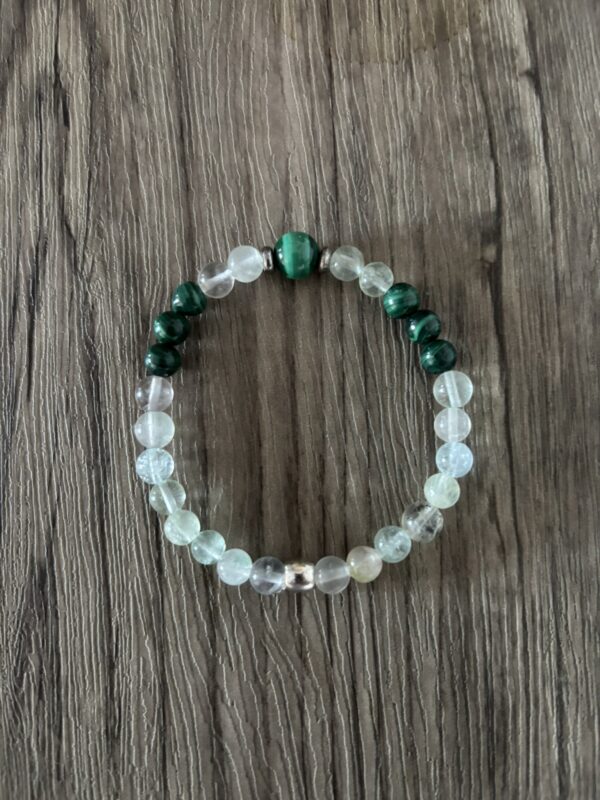 Bracelet malachite et fluorite, pierres naturelles pour les natifs du capricorne,