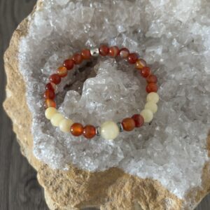 Bracelet du zodiaque signe du cancer en pierres naturelles de cornaline et calcite jaune