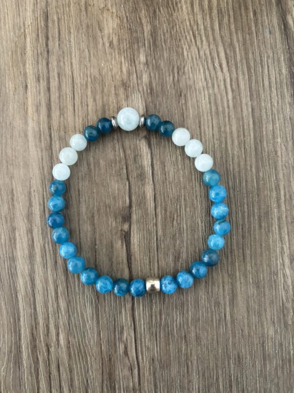 Apatite et aigue marine naturelle, bracelet perles pour les natifs du gémeaux