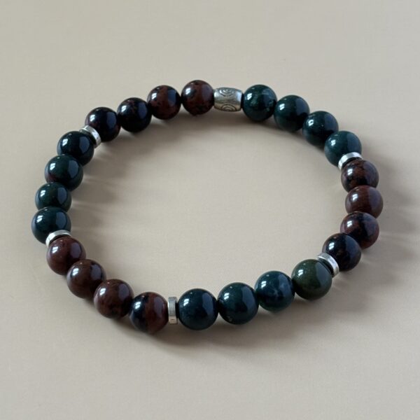 bracelet fait main jaspe héliotrope et obsidienne acajou signe balance
