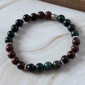 bracelet zodiaque balance pierre de sang obsidienne acajou