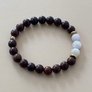 Bracelet perles kunzite et bois de rose – amour, équilibre et sérénité