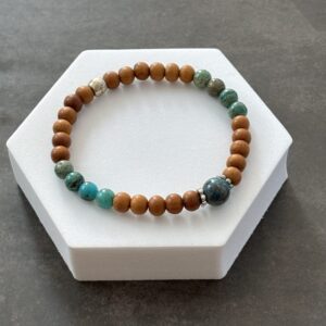 Bracelet jaspe aqua terra et bois exotique – bijou naturel harmonisant et élégant