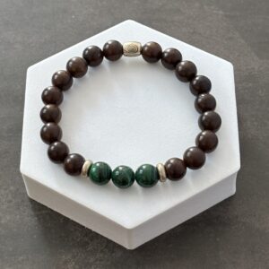Bijou artisanal bracelet malachite et bois d’ébène – lithothérapie et bien-être