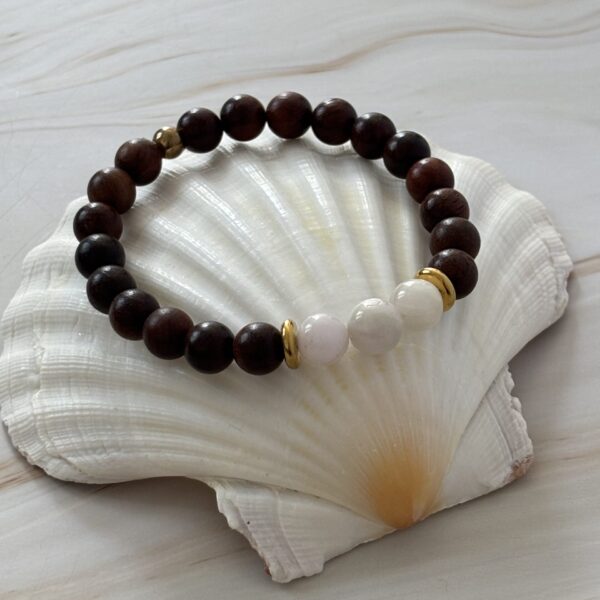 Bracelet kunzite et bois de rose – bijou naturel douceur et harmonie