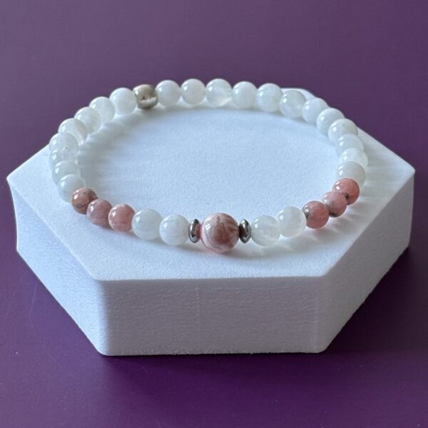 Bracelet zodiaque scorpion pierre de lune et rhodochrosite