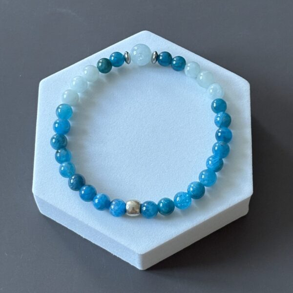 Bracelet gémeaux apatite et aigue marine véritable