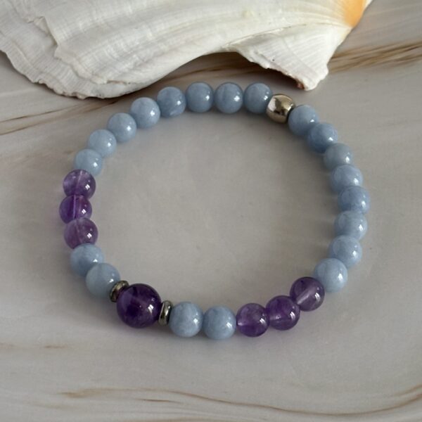 Bijou sur mesure verseau angélite et améthyste protection spirituelle