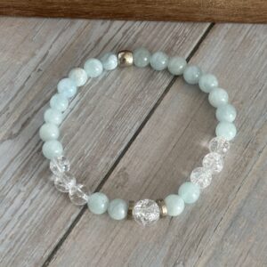 Bracelet zodiaque bélier aigue marine et cristal de roche