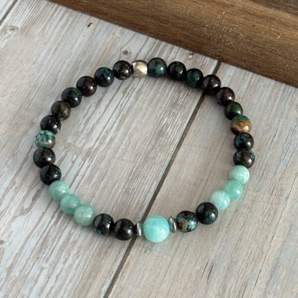 Bijou vierge amazonite et chrysocolle énergie positive