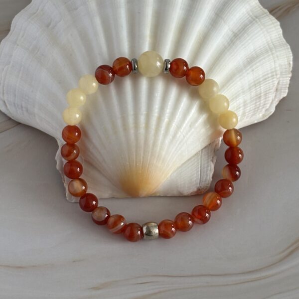 Bijou cancer fait main cornaline et calcite harmonie et confiance