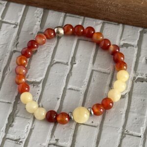 Bracelet zodiaque artisanal cancer cornaline et calcite