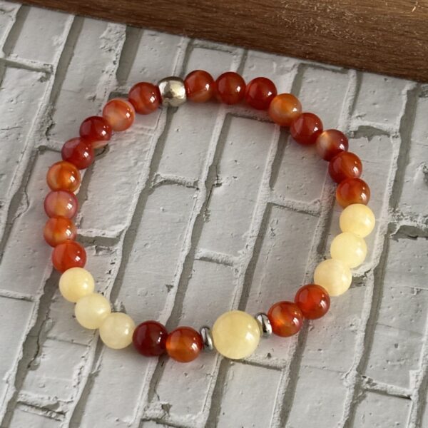 Bracelet zodiaque artisanal cancer cornaline et calcite