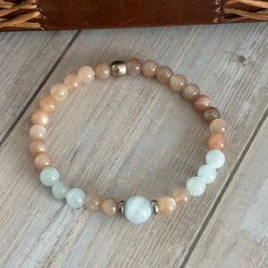 Bracelet zodiaque verseau pierre de lune et aigue marine