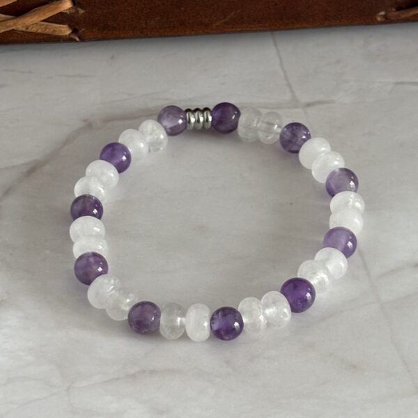 Bracelet enfant améthyste et cristal de roche protection naturelle