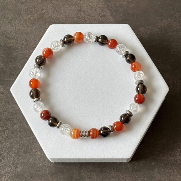 Bracelet sur mesure quartz fumé cornaline cristal de roche pierres naturelles