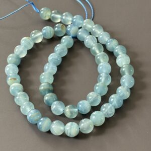 Perles calcite bleue pierre naturelle 8 mm pour fabrication bracelets, colliers et DIY