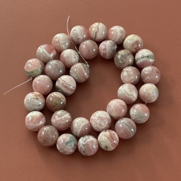 perles 10 mm rhodochrosite naturelles rondes roses pour création de bijoux