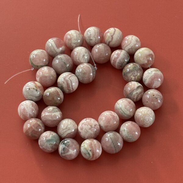 perles rondes 10 mm en rhodochrosite pierre semi précieuse pour bijoux artisanaux